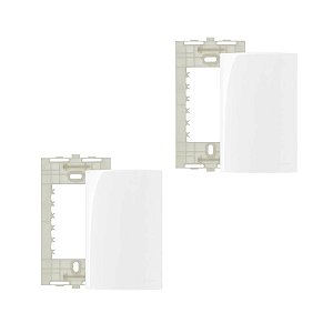2 Conjuntos Placa 4x2 Cega c/Suporte Branco Sleek Margirius