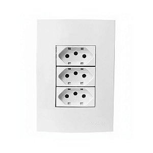 Conjunto 4x2 Com 3 Tomadas Fêmeas 10A Branco Sleek Margirius