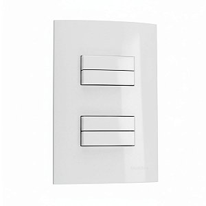 Conjunto 4x2 Interruptor 4 Teclas Simples Branco Sleek Margirius