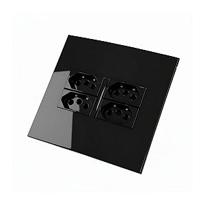 Conjunto 4x4 + 4 Tomadas 20A Sleek Preto Margirius