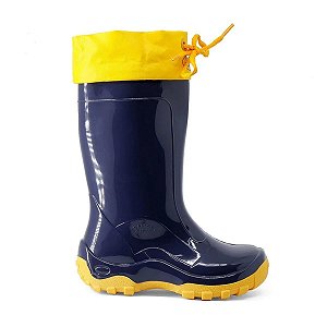 Bota Infantil Impermeável Azul Amarela Galocha c/Amarra