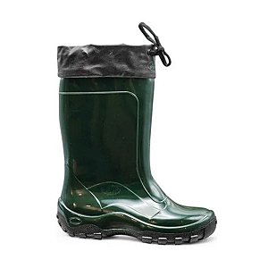 Bota Infantil Impermeável Verde Preta Proagrinho Galocha c/Amarra