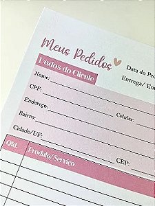 Bloco de Pedido - Meus Pedidos
