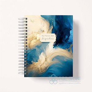 Planner Basic 2025 Capa Personalizada Abstrato Azul