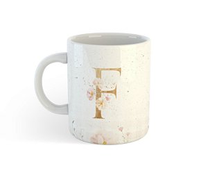 Caneca Porcelana Personalizada - Alfabeto Floral