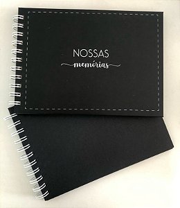 Álbum de Fotos Scrapbook com Folhas Preta Nossas Memórias Capa Dura