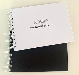 Álbum de Fotos Scrapbook Folhas Preta Nossas Memórias Capa Dura Branca