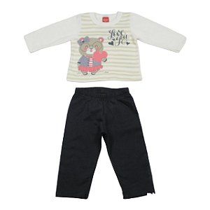 Conjunto moletom feminino estampa listras love