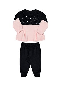 Conjunto feminino casaco e calça em pelinhos