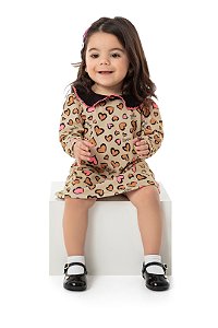 Vestido manga longa estampa oncinha