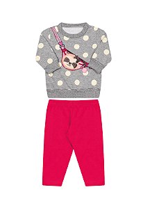 Conjunto moletom feminino bolinhas