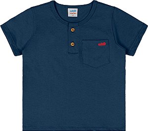 Camiseta meia malha penteada azul marinho