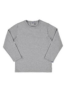 Camiseta masculina manga longa meia malha cinza mescla