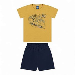 Conjunto camiseta meia malha e shorts microfibra