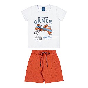 Conjunto camisa meia malha com shorts em moletinho