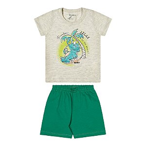 Conjunto camisa em meia malha e shorts em moletinho