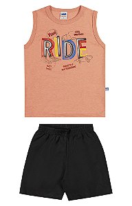 Conjunto camiseta regata e shorts em microfibra