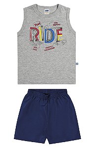 Conjunto camiseta regata e shorts em microfibra