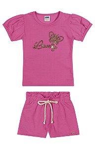 Conjunto em cotton maquinetado com bordado Lovely