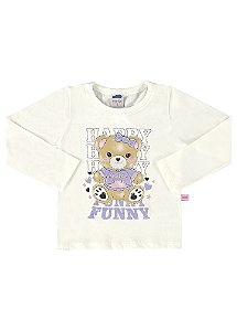 Blusa manga longa ursinho off white