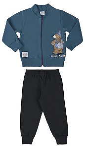 Conjunto moletom aberto ursinho