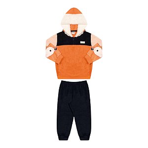 Conjunto masculino em pelinhos,  com capuz