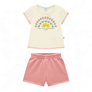 Conjunto em meia malha penteada estampa piquenique