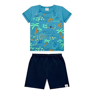 Conjunto em meia malha estampa amigos da natureza