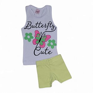 Conjunto feminino regata estampa borboletas