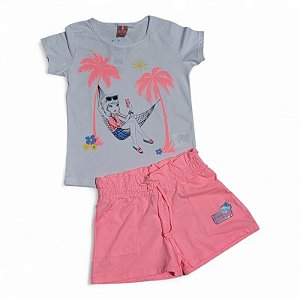 Conjunto feminino estampa menina na praia