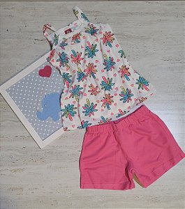 Conjunto feminino camiseta e shorts moletinho