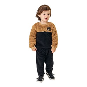 Conjunto masculino em pelinhos com detalhe e manga em pelo alpaca