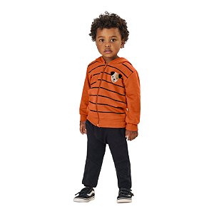 Conjunto masculino casaco moletom com capuz e calça em gorgurão