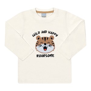 Camisa manga longa em meia malha estampa tigre