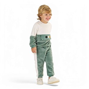 Conjunto em pelinhos estampa carinha feliz