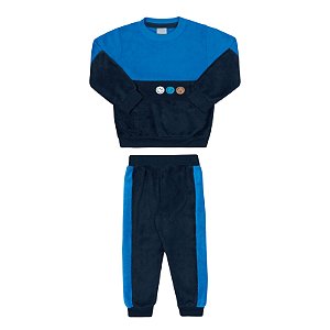 Conjunto em pelinhos estampa carinha feliz