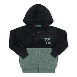 Casaco em pelo alpaca na cor preto e verde
