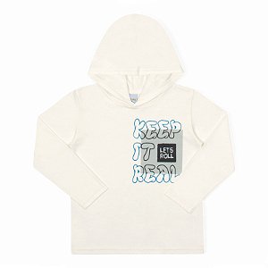 Camiseta manga longa em meia malha com capuz