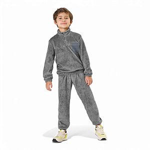 Conjunto em pelinhos com detalhe em ziper