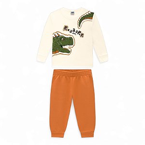 Conjunto masculino de moletom com estampa de dino