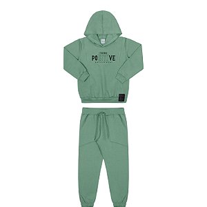 Conjunto masculino moletom com capuz na cor verde