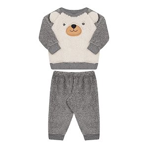 Conjunto em pelinhos estampa ursinho