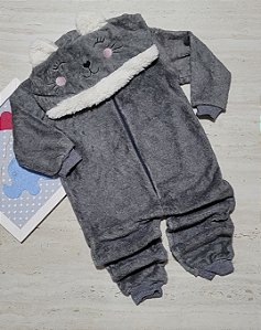 Macacão em pelinhos feminino na cor cinza