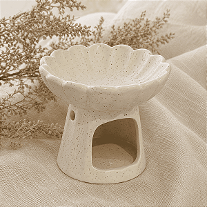 Rechaud de Cerâmica Flower Creme para Óleos e Wax Melts 13x11 cm