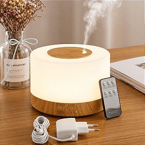 Difusor de Aromas e Umidificador de Ar Ultrassônico 700ml com Luz LED e Controle Remoto - B-MAX