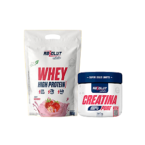 Whey protein refil 900g absolut + creatina 300g pura absolut