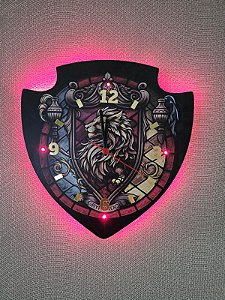 Relógio de Parede Personalizado modelo Brasão da Casa Grifinólia - Hogwarts