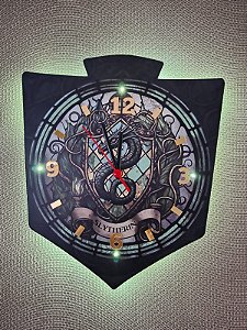 Relógio de Parede Personalizado modelo Brasão da Casa Sonserina - Hogwarts