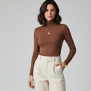 Blusa Gola Alta Manga Longa