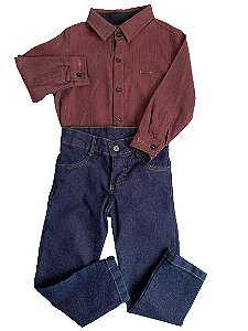 Conjunto Masculino Camisa Social+Calça Jeans Paraíso